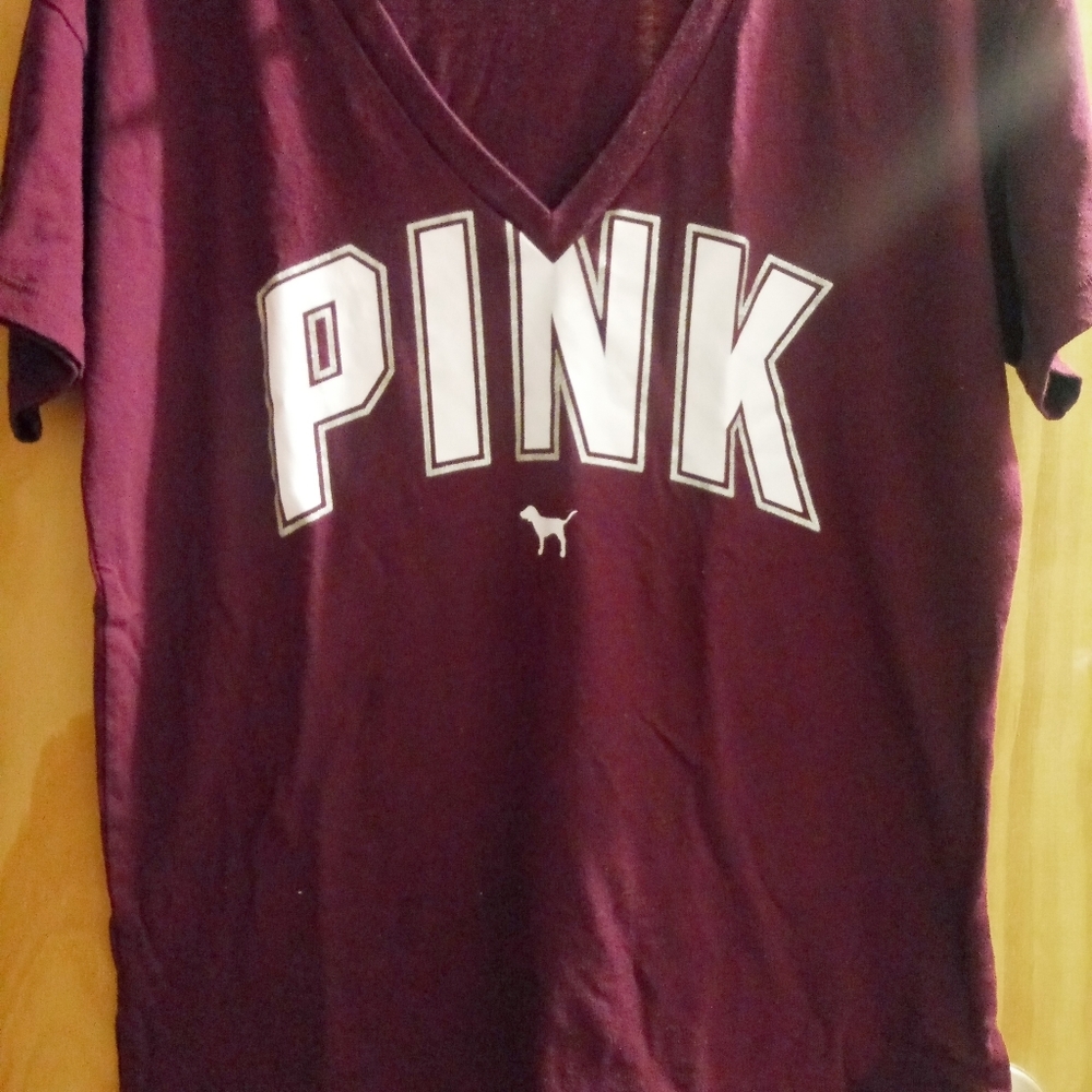 Victoria secret/ Pink burgundy V neck t shirt